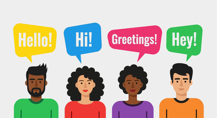 Diverse People Communicating With Colorful Speech Bubbles. © Muhamad