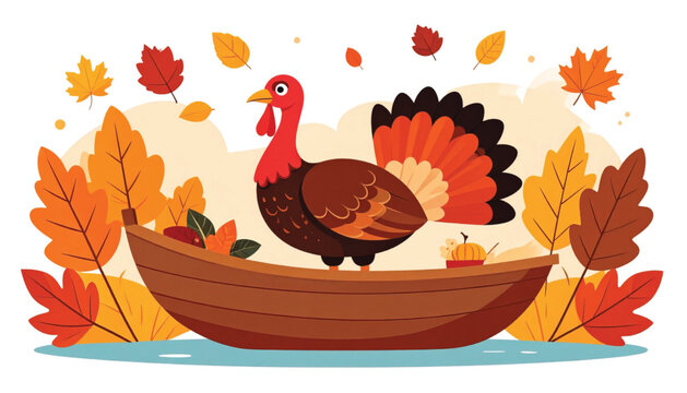Brown Turkey Standing in Boat.