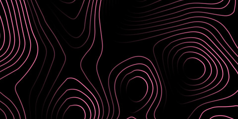 Pink neon topographic contour lines mapping background with topography abstract background elevation geographic cartography technology structure geometry illustration navigation landscape © MOHAMAD