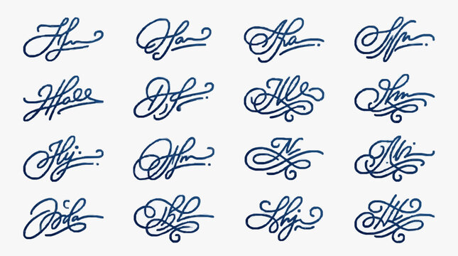 Collection of elegant handwritten script letter signatures.