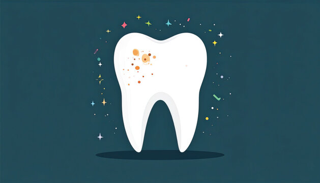 Tooth with Plaque and Bacteria.