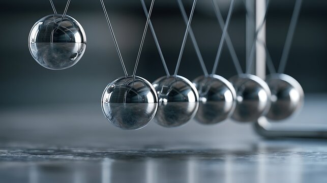 Newton's cradle pendulum balls in motion