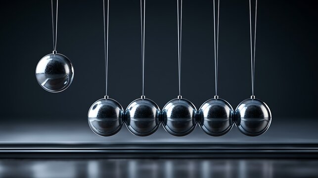 Newton's cradle pendulum demonstrating conservation of energy