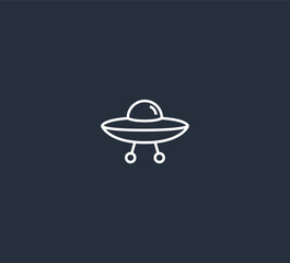 UFO flying saucer icon flat line design alien spaceship symbol © AAUB