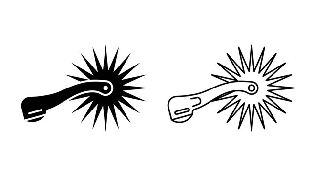 Rowel Spurs Black Line Art Illustration On White Background