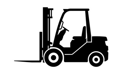 Forklift Silhouette On White Background Industrial Machinery Illustration © Design Bari