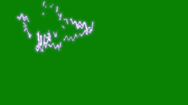 Electric Blue Lightning strike bolts Effects overlay 4k. Lightning strike that looks so realistic, Glowing thunderbolt animation. animation flash thunder faster on green screen.