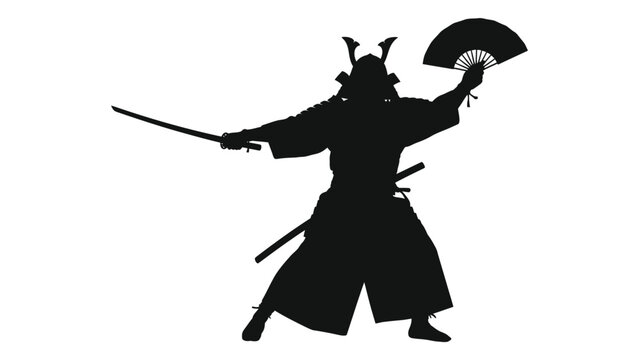 Samurai warrior silhouette against a white background a dramatic depiction of japanese culture