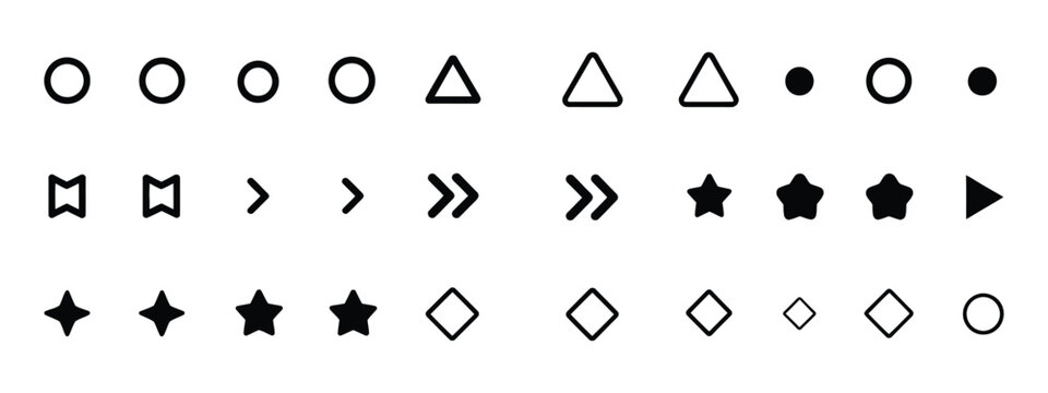 Bullet point arrow collection, fl&egrave;che vector icons for presentation slides, list markers for PowerPoint and infographic design elements.