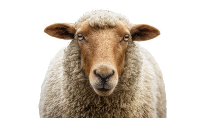 Sheep head portrait with fluffy wool and brown face © Andrei