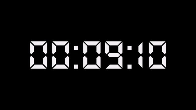 Five-minute red digital countdown timer animation on black background.4k