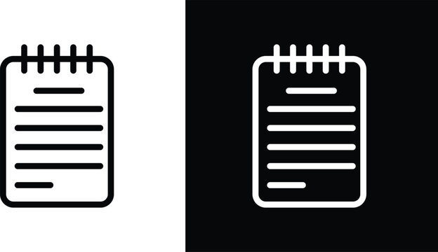 Memo Pad icon set in black and white colors