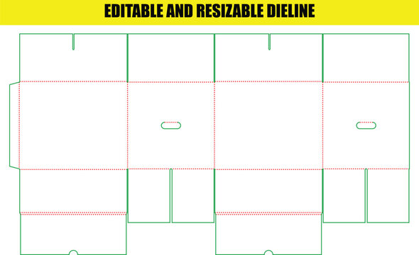 Comprehensive box dieline design with handle slots for professional retail product packaging and assembly projects