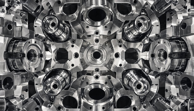 Abstract mechanical metal industrial engine component close up view with mechanical industrial technology engineering machinery abstract component metalwork metallic industrialized