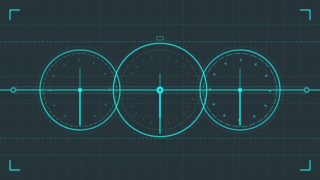 Set of Three Minimalist Clock Faces with Neon Glow Outline