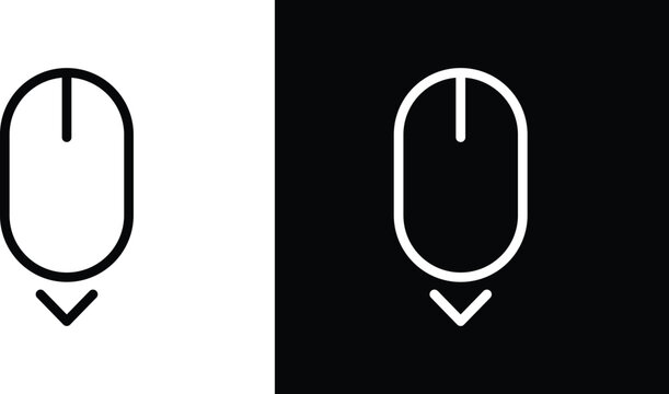 Scroll down computer mouse icon set in black and white colors