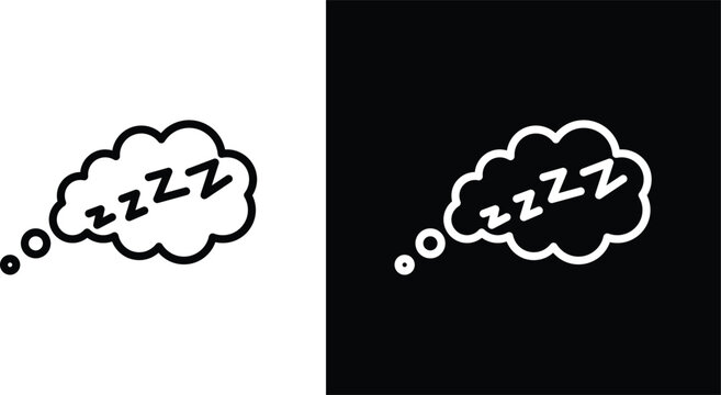 Snooze icon set in black and white colors
