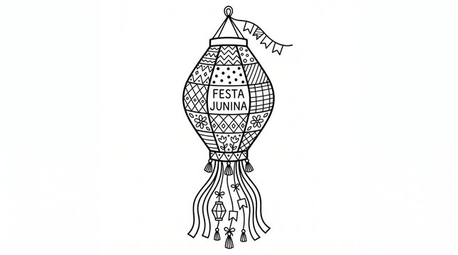 Festa junina paper lantern illustration isolated on white background