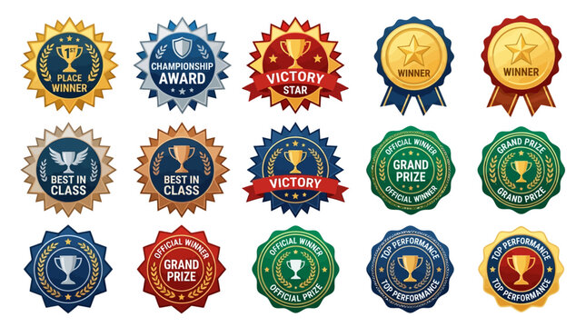 FIFA Worldcup 2026 Award badges, victory labels, prize seals, 16 graphic elements isolated on White Background eps