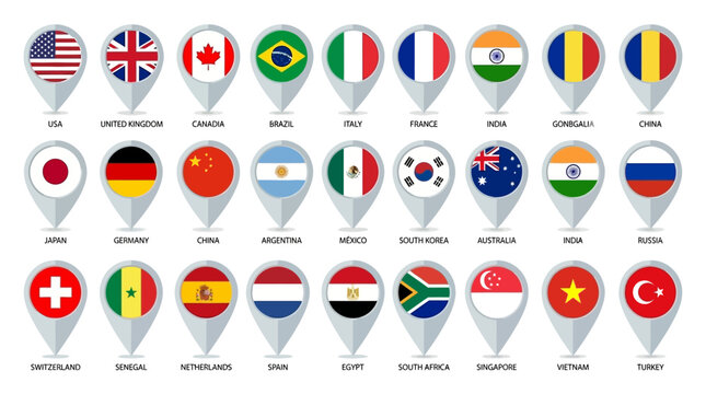 FIFA Worldcup 2026 Country flags, international symbols, vector icons, 30 nations isolated on White Background eps