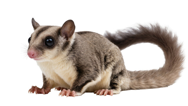Sugar glider marsupial with large eyes and fluffy tail