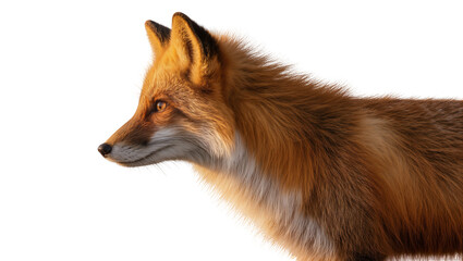 Fototapeta premium Red fox profile detailed fur texture alert ears, amber eyes
