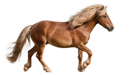 Brown horse with flowing blonde mane galloping © Natalia