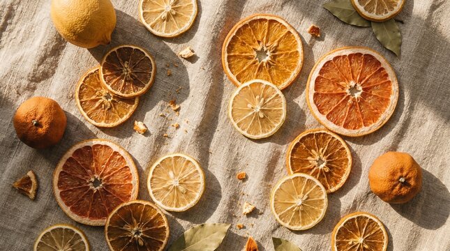 Sun Dried Citrus Slices in Warm Summer Light