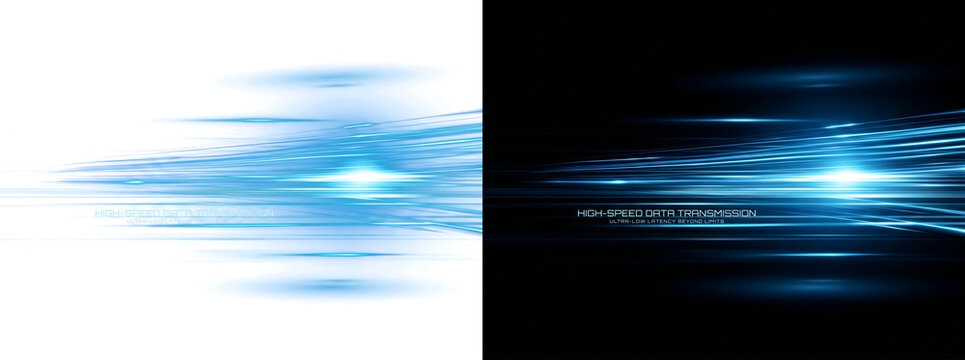 Technology background featuring blue data transmission streaks for futuristic communication visuals in PNG, Transparent and Black Background Versions