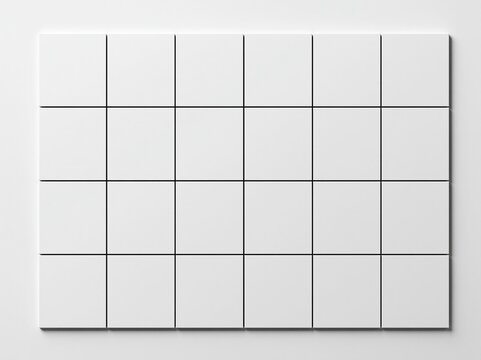 Minimalist geometric wall decor with empty white square panels arranged in even grid pattern on plain light gray background for modern interior design