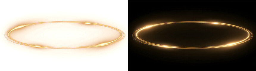 Halo glowing golden circular light effect for luxury visual compositions in PNG, Transparent and Black Background Versions © Tanay