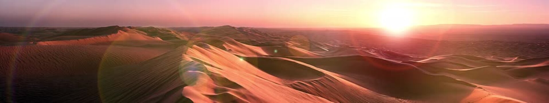 Desert Sand Dunes Panorama at Sunset, Golden Sahara Landscape Nature Animation, Widescreen Loop
