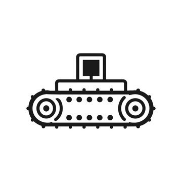 Autonomous Tracked Robot icon logo flat vector design