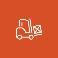 Forklift with cargo crate line icon vector illustration © AAUB