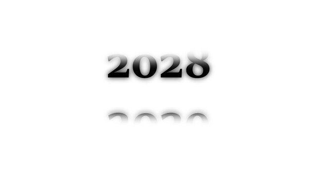 White Flip Calendar Cubes Displaying the Year 2000 on Business 2031 Success Concept with Web Icon and Technology  White Background 4k video animation.
