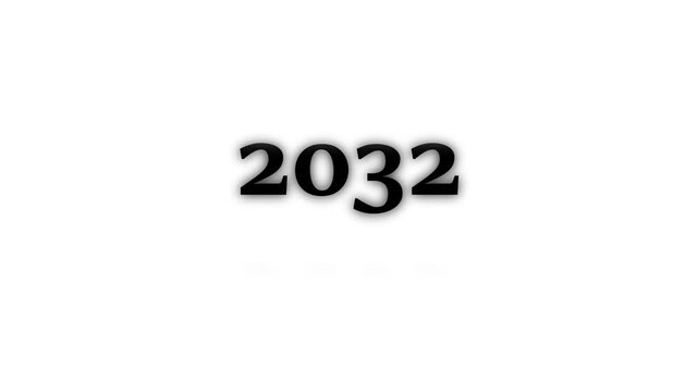 White Flip Calendar Cubes Displaying the Year 2000 on Business 2035 Success Concept with Web Icon and Technology  White Background 4k video animation.