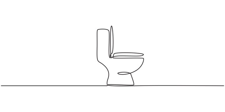 Toilet icon high commode continuous single line drawing concept of hygienic minimalist. one line Icon drawing with white background