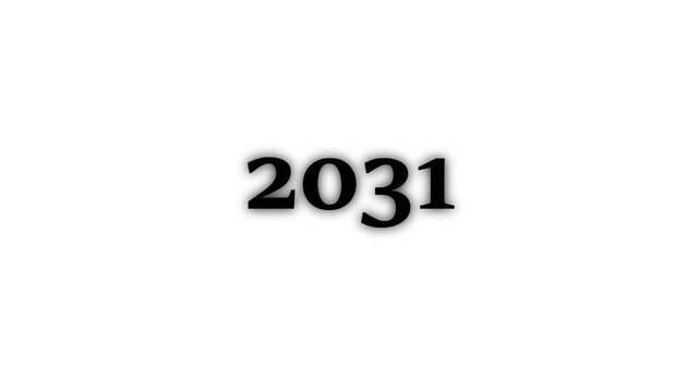 White Flip Calendar Cubes Displaying the Year 2000 on Business 2038 Success Concept with Web Icon and Technology  White Background 4k video animation.