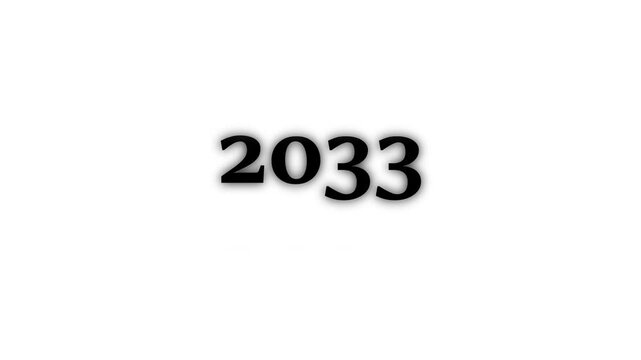 White Flip Calendar Cubes Displaying the Year 2000 on Business 2036 Success Concept with Web Icon and Technology  White Background 4k video animation.