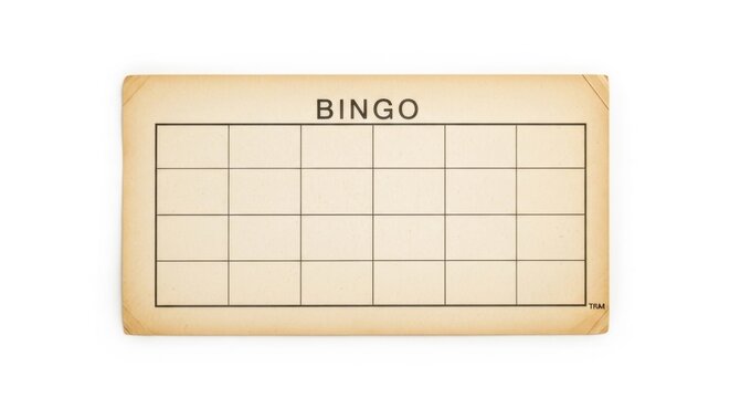Vintage Bingo Card With Empty Squares on White Background