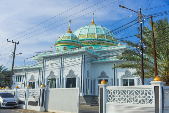 Elegant mosque with turquoise domes in Banda Aceh