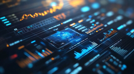 Fototapeta premium Close-up of intelligent financial planning dashboard providing spending insights and savings recommendations, fintech future concept, realistic stock photography