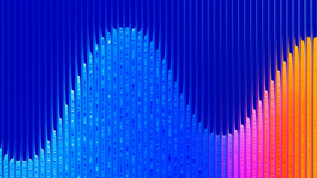 Colorful data wave background with gradient effects in blue and pink