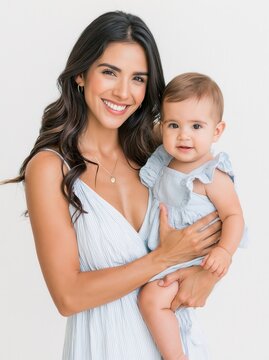 Happy woman holding her baby.