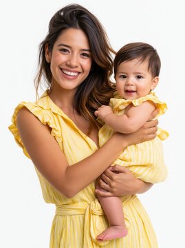 Happy woman holding her baby.