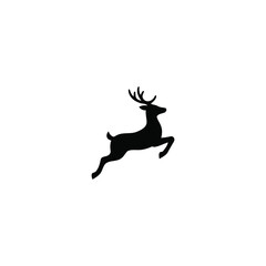 Flying reindeer silhouette, isolated on white background © SabHoo7