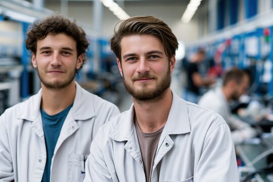 In a modern factory, technicians manufacture electrical surge protection devices.