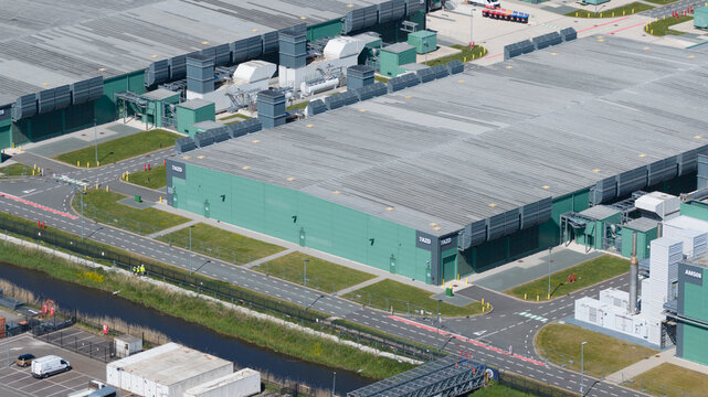 Aerial view of hyperscale datacenter for AI workloads
