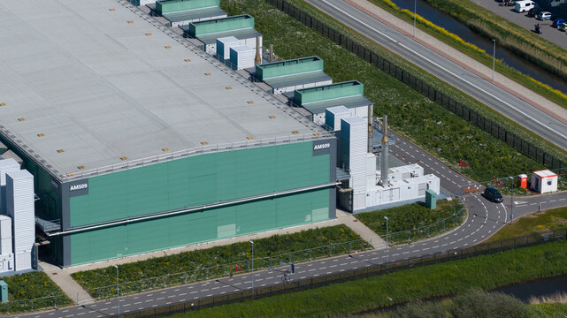 Aerial view of modern datacenter campus for AI workloads
