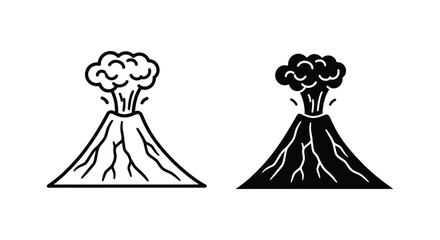 Black and white erupting volcanoes illustration © MST